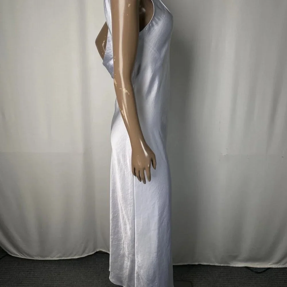 NEW THEORY Womens Maxi Dress Hydrangea Purple Size S Scoop Neck Cowl Back - Picture 2 of 10